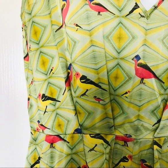 Crop david peck M Silk romper Artsy chartreuse bird print - Picture 8 of 12